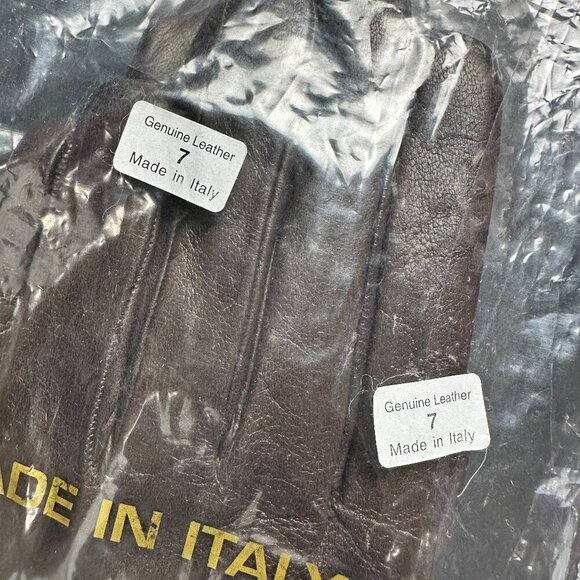 New Genuine Italian Leather & Cashmere Lined Brown Gloves Size 7 NWT - Picture 7 of 7
